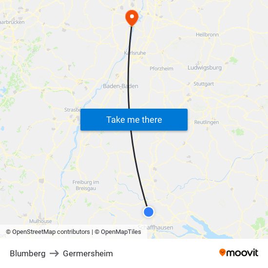Blumberg to Germersheim map