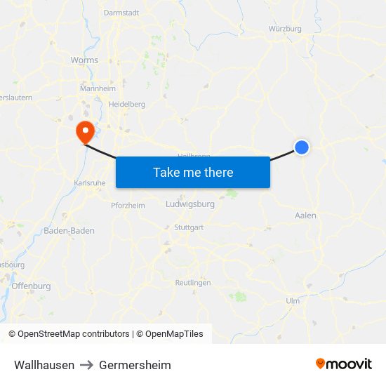 Wallhausen to Germersheim map