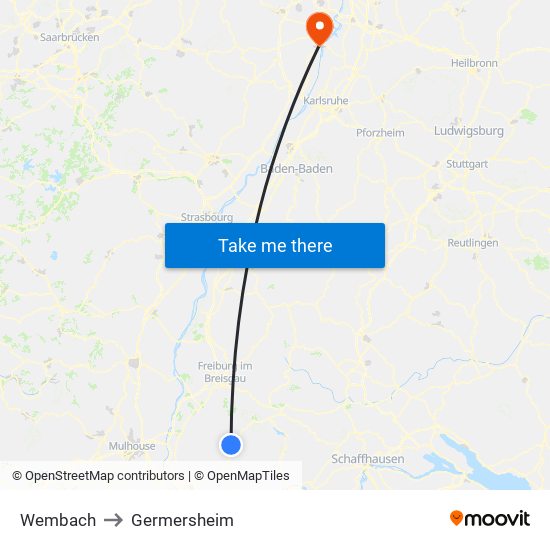 Wembach to Germersheim map