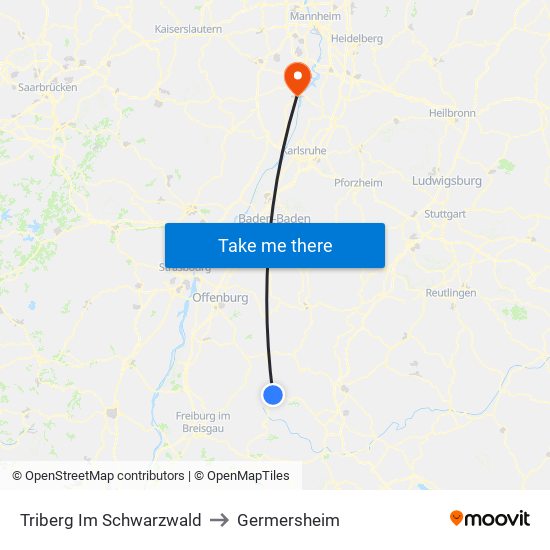 Triberg Im Schwarzwald to Germersheim map