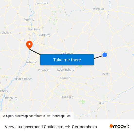 Verwaltungsverband Crailsheim to Germersheim map