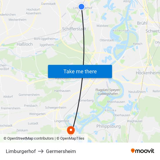 Limburgerhof to Germersheim map