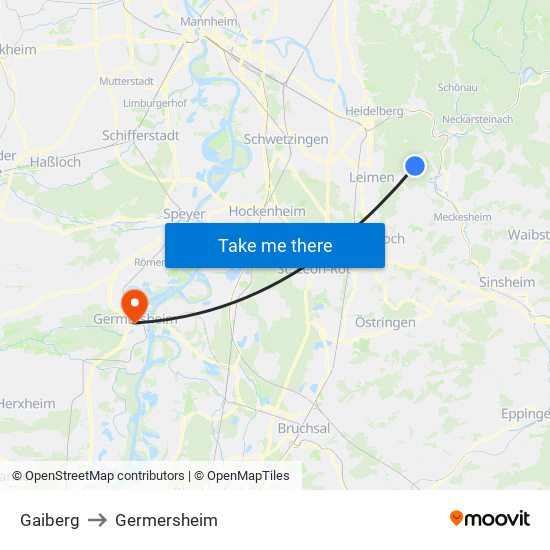 Gaiberg to Germersheim map