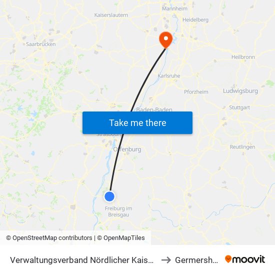 Verwaltungsverband Nördlicher Kaiserstuhl to Germersheim map