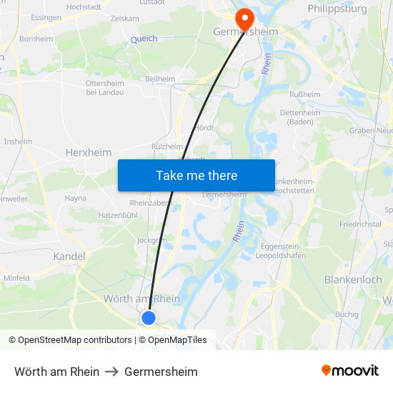 Wörth am Rhein to Germersheim map