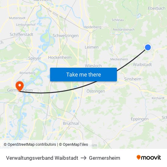 Verwaltungsverband Waibstadt to Germersheim map