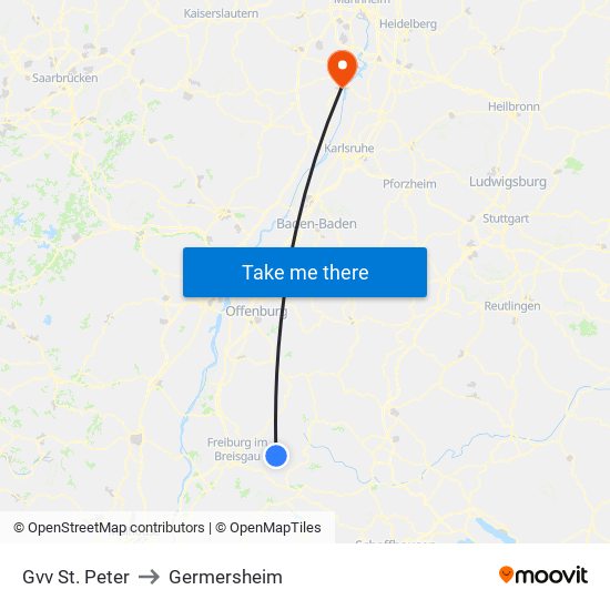 Gvv St. Peter to Germersheim map