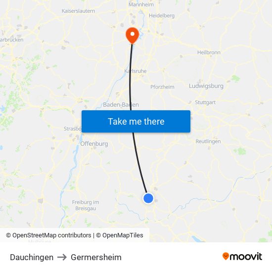 Dauchingen to Germersheim map