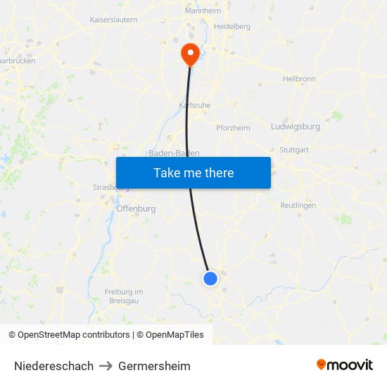 Niedereschach to Germersheim map