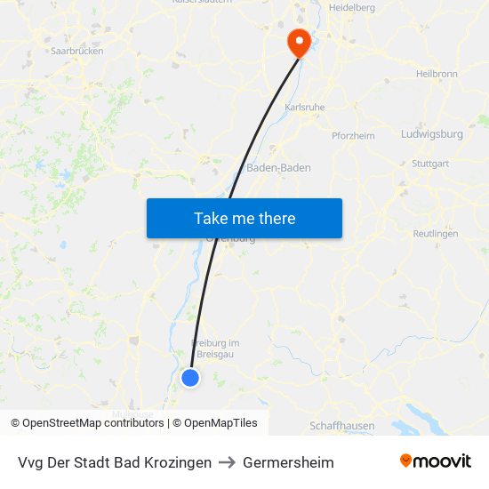 Vvg Der Stadt Bad Krozingen to Germersheim map