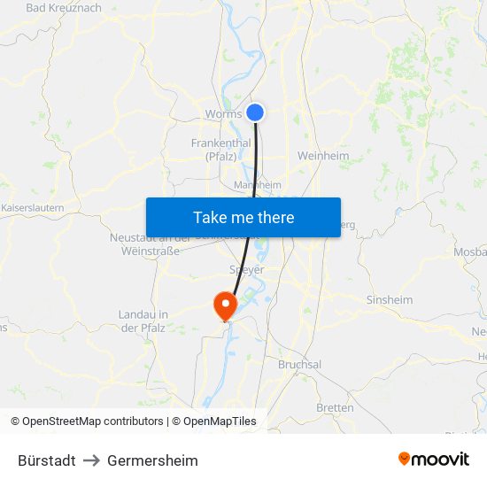 Bürstadt to Germersheim map