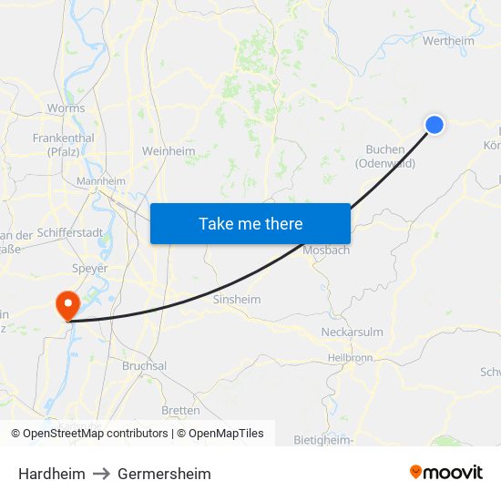 Hardheim to Germersheim map