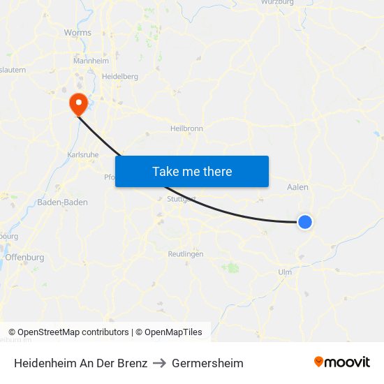 Heidenheim An Der Brenz to Germersheim map