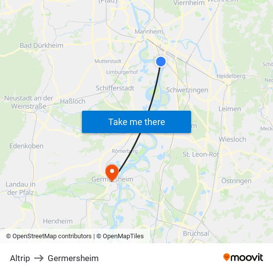Altrip to Germersheim map