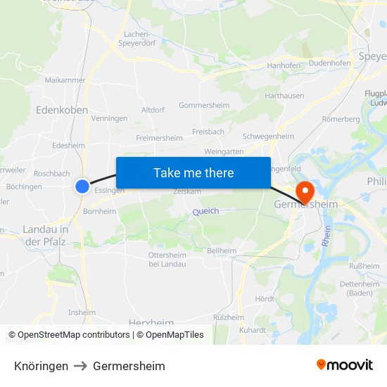 Knöringen to Germersheim map