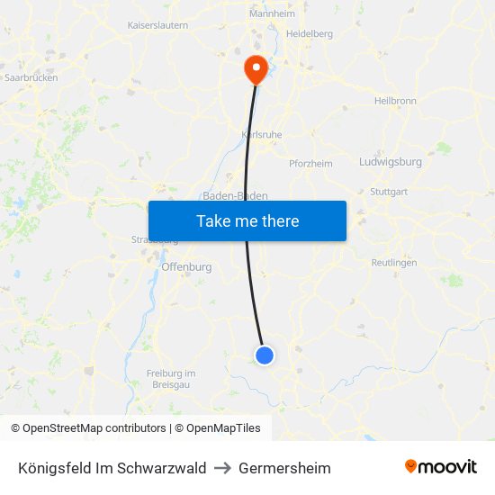 Königsfeld Im Schwarzwald to Germersheim map