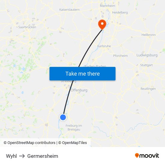 Wyhl to Germersheim map