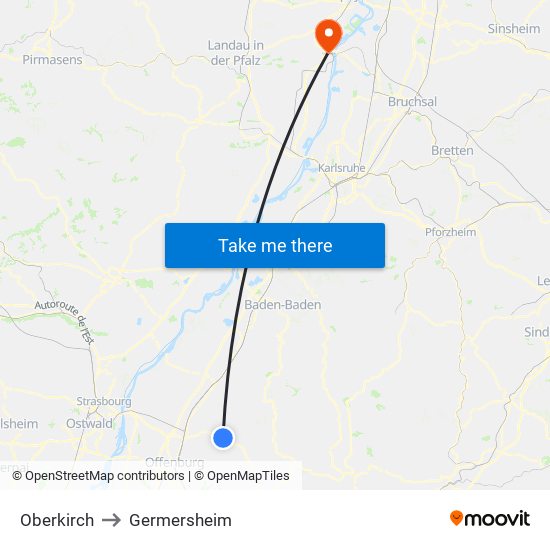 Oberkirch to Germersheim map