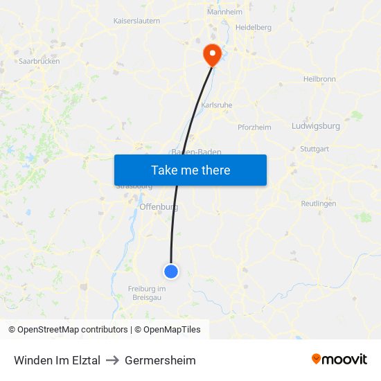 Winden Im Elztal to Germersheim map