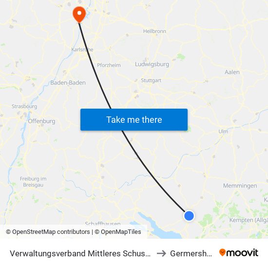 Verwaltungsverband Mittleres Schussental to Germersheim map