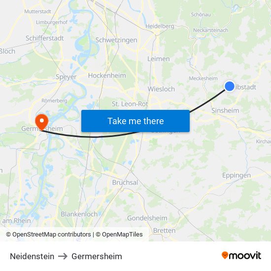 Neidenstein to Germersheim map