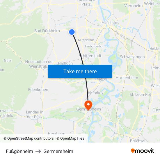 Fußgönheim to Germersheim map