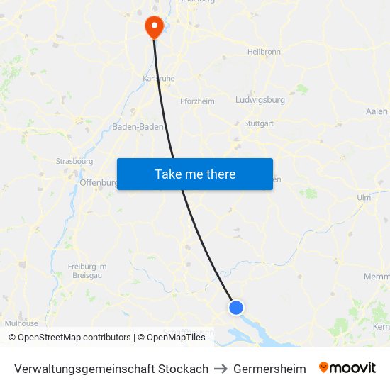 Verwaltungsgemeinschaft Stockach to Germersheim map