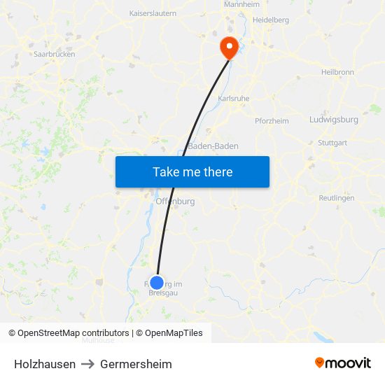 Holzhausen to Germersheim map