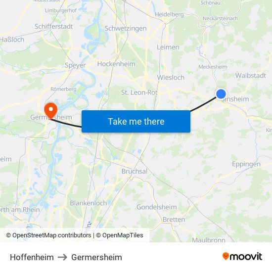 Hoffenheim to Germersheim map