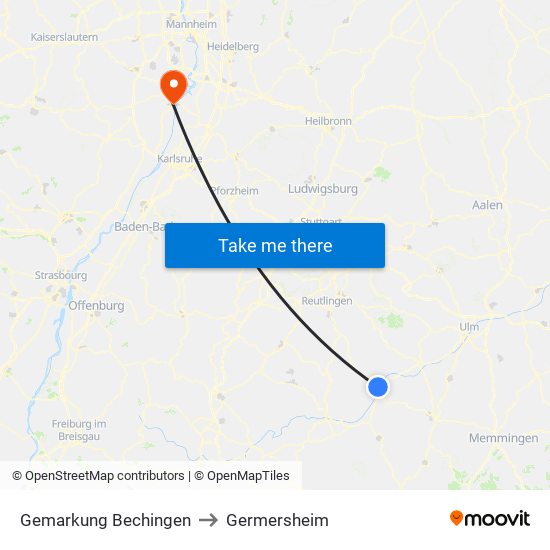 Gemarkung Bechingen to Germersheim map