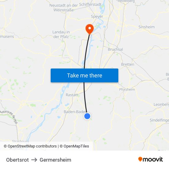 Obertsrot to Germersheim map