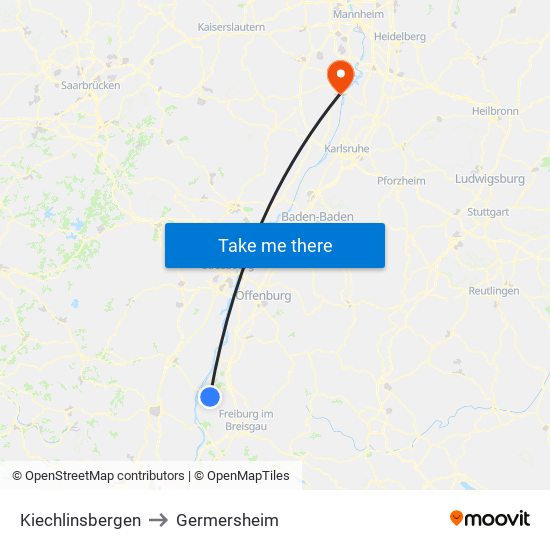 Kiechlinsbergen to Germersheim map