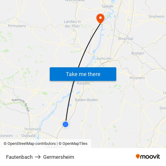 Fautenbach to Germersheim map