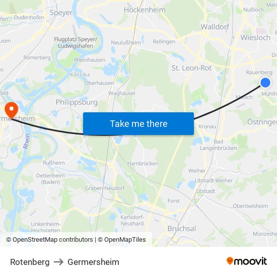 Rotenberg to Germersheim map