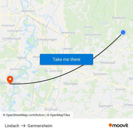 Lindach to Germersheim map