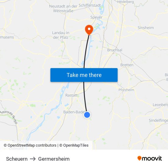 Scheuern to Germersheim map