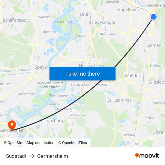 Südstadt to Germersheim map