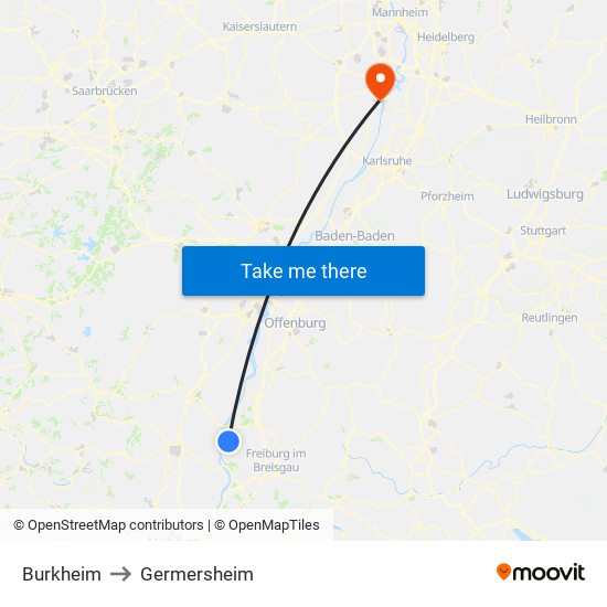 Burkheim to Germersheim map