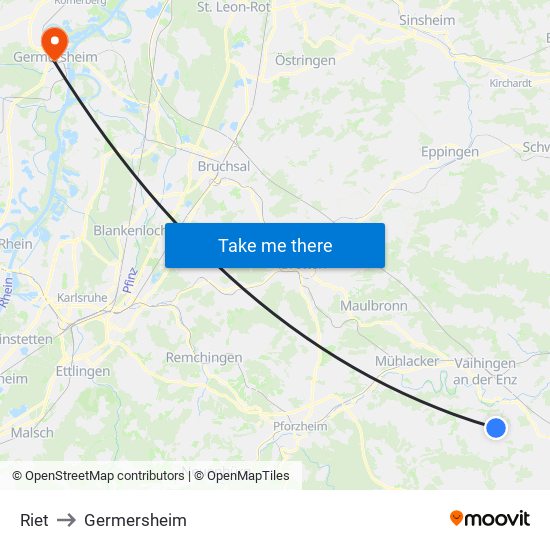 Riet to Germersheim map