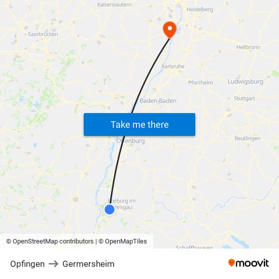 Opfingen to Germersheim map