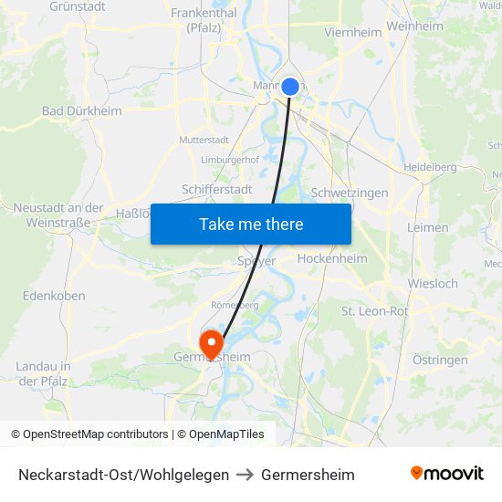 Neckarstadt-Ost/Wohlgelegen to Germersheim map