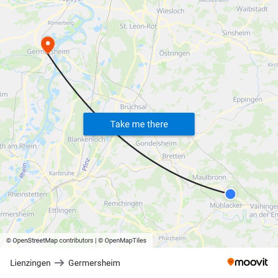 Lienzingen to Germersheim map