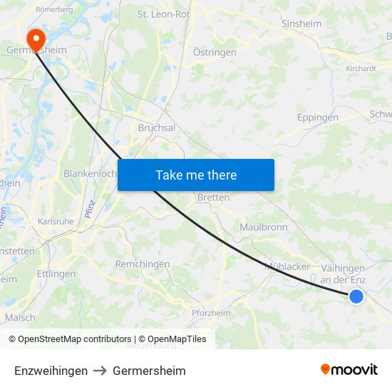 Enzweihingen to Germersheim map