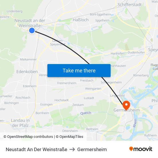 Neustadt An Der Weinstraße to Germersheim map