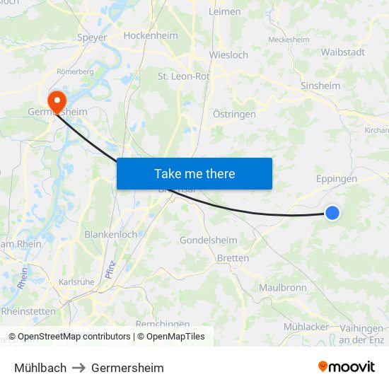 Mühlbach to Germersheim map