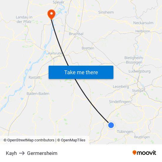Kayh to Germersheim map
