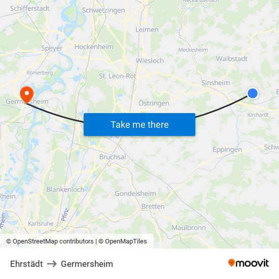 Ehrstädt to Germersheim map