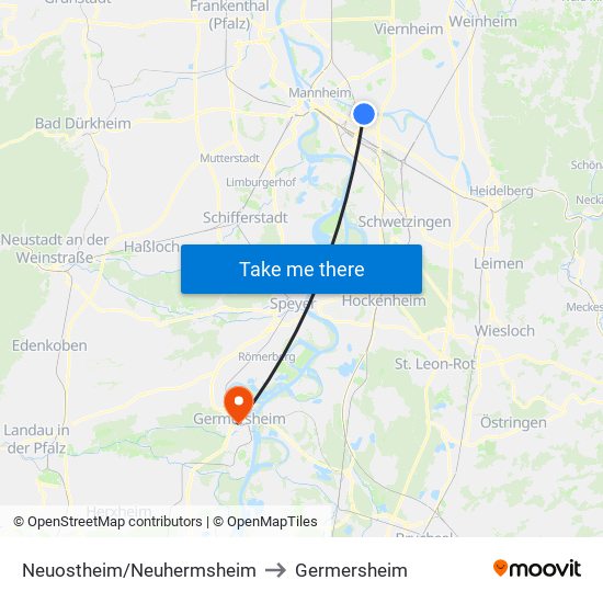 Neuostheim/Neuhermsheim to Germersheim map