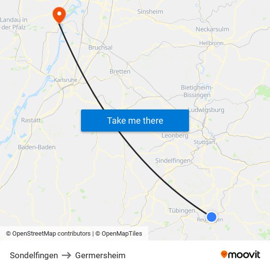 Sondelfingen to Germersheim map