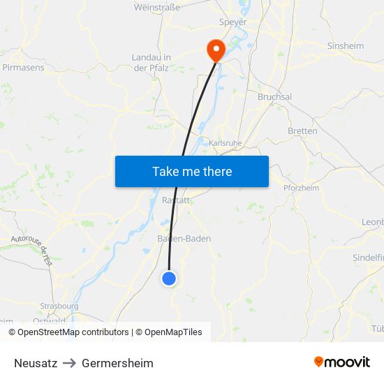 Neusatz to Germersheim map